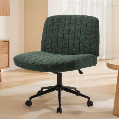 Armless Criss Cross Chair, Preminum Fabric Swivel Vanity Chair ,Modern Adjustable Office chair