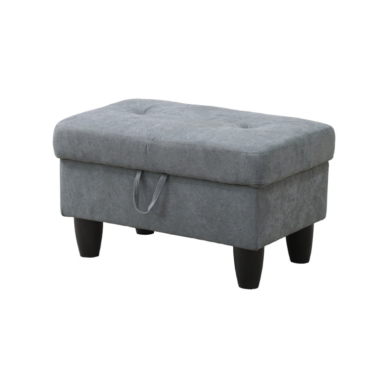 Repose-pieds de rangement rectangulaire 28,5 po Keevha, Lin gris foncé
