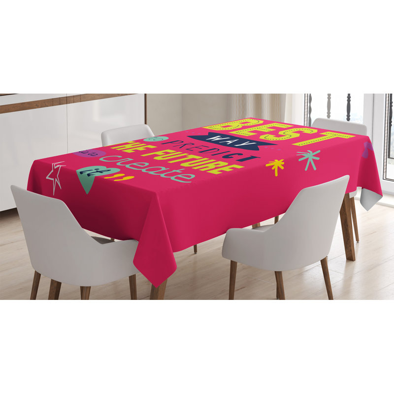 Nappe ambesonne, typographie de motivation le meilleur moyen de prévoir le futur est de le créer, un couvercle de table rectangulaire pour les décoration de cuisine de salle à manger, 60 po x 90 po, multicolores de corail foncé