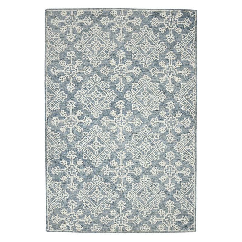 Laurent Hand-Tufted Geometric Natural Wool Area Rug, Rectangle 7'6" x 9'6"
