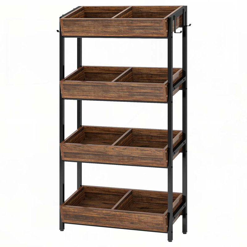 4-Tier Retail Display Rack with Hooks