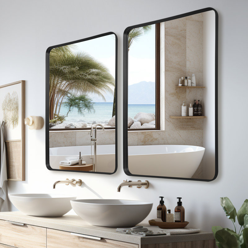 Rectangle Mirror, Black, 75cm H x 50cm W