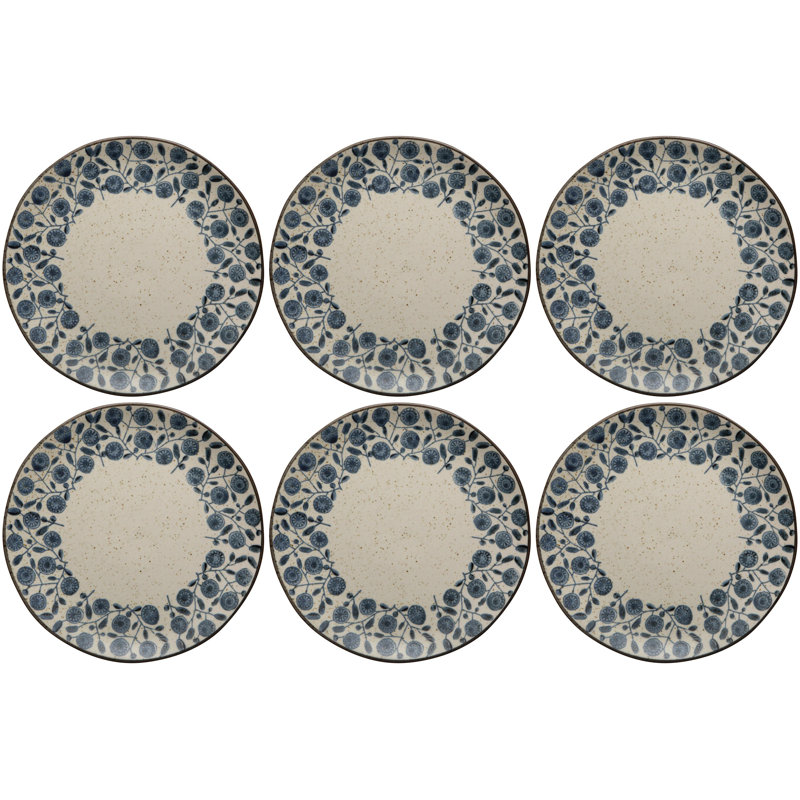 Ensemble de 6 assiettes à repas avec élément de calendula 10 po