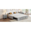 Lit de jour double rembourré en L avec lit gigogne escamotable double, gris
