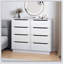 Commode en bois blanc avec 8 tiroirs spacieux, parfaite pour le rangement dans la chambre à coucher et le salon, avec rangement de grande capacité de 47,2 po de largeur