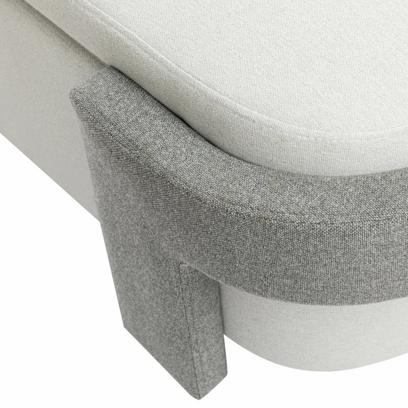 Grand banc de rangement rembourré en tissu Raye avec fabrication durable et design élégant, Gris clair