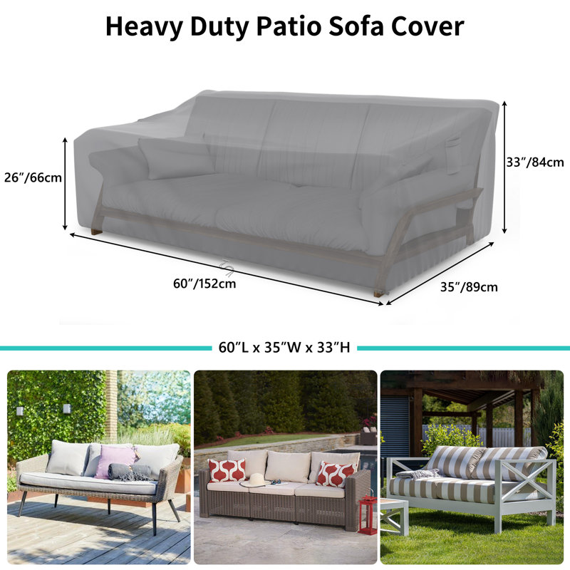 Housse imperméable pour causeuse de patio, H 33 po x l 60 po x P 35 po