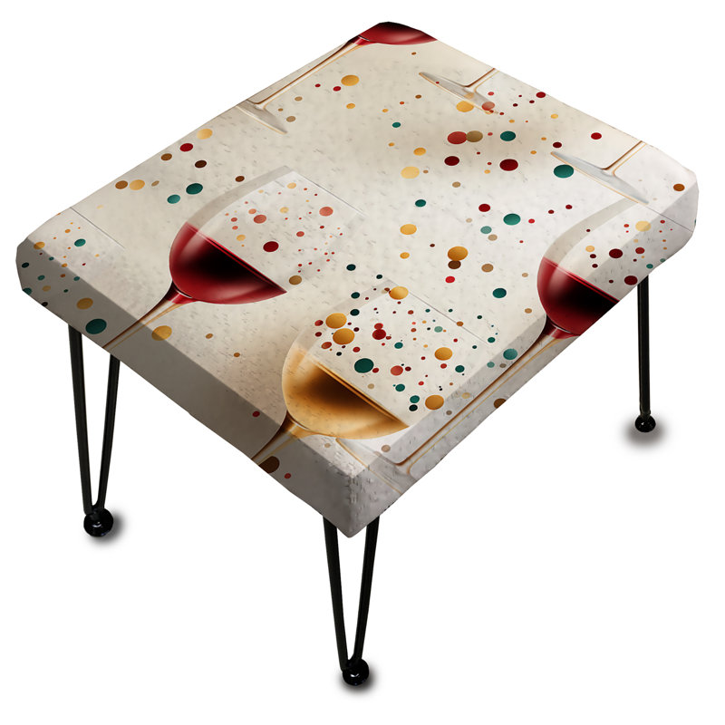 Wine Champagne Spots - Floral Rectangle Ottoman