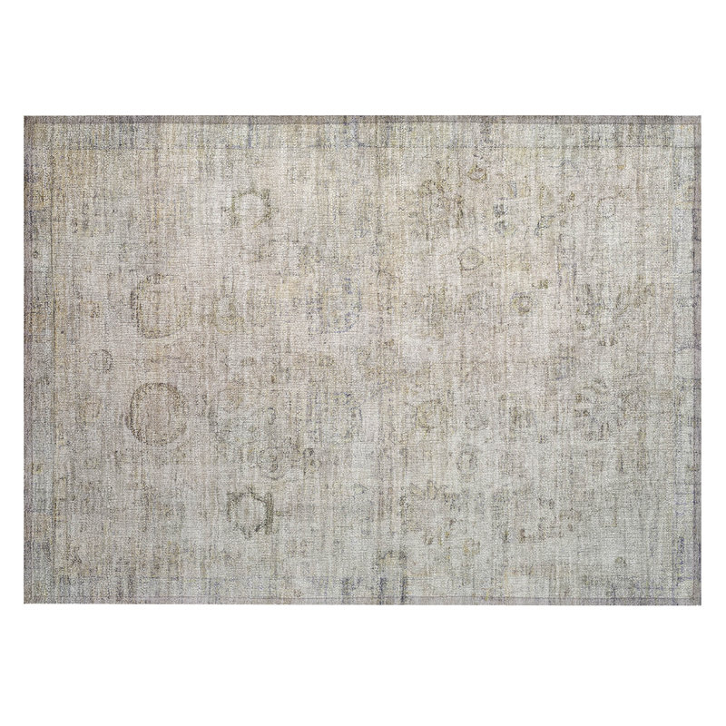 Machine Washable Indoor/Outdoor Xhevrie Linen Rug, Rectangle 1'8" x 2'6"