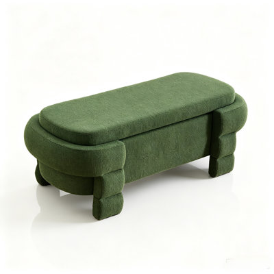 48.8" Chenille Storage Ottoman Bench