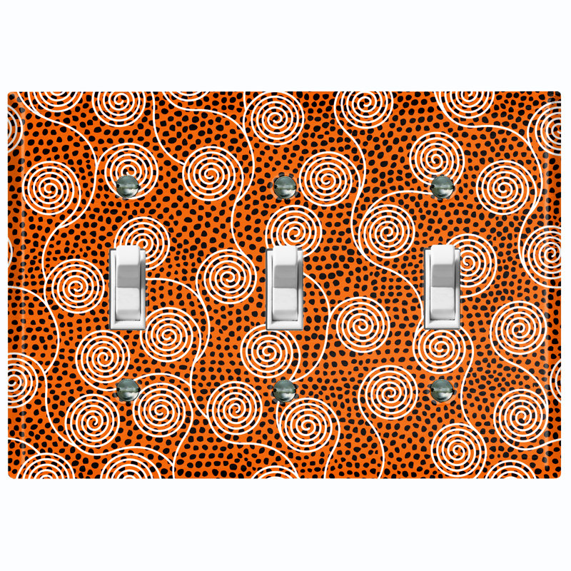 Plaque murale à 3 interrupteurs à bascule African Tribal, Orange