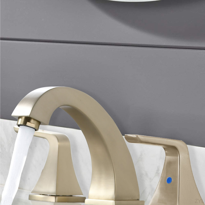 Widespread 2 Handles Bathroom Faucet With Pop Up Sink Drain Brushed Golden