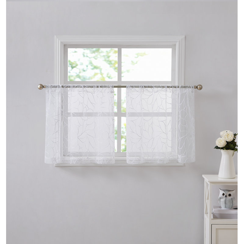 Wander Sheer Curtains / Drapes Pair, White, 30" W x 45" L