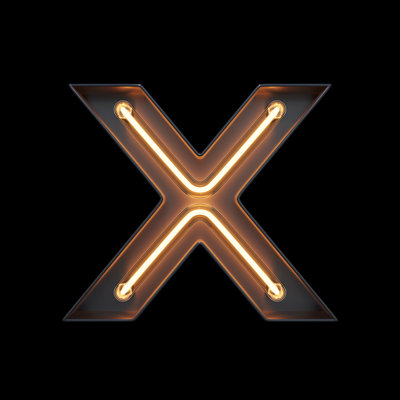 Neon Light Alphabet X With Clipping Path by Sarawuth702 - Wrapped Canvas Print
