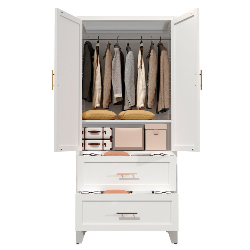 Armoire-penderie en métal durable avec 2 tiroirs et une tringle, parfaite pour le rangement organisé dans les chambres et les bureaux