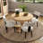 5-Piece Dining Set Mid-Century Modern Wooden Table & Upholstered Chair Set For Home, Kitchen, Dining Room-114651356-114651358