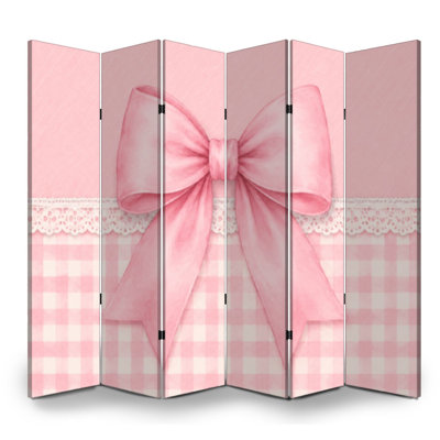 Cloison pliante à 6 panneaux avec paravent en ruban de rose vichy, toile de style aquarelle douce, séparateur de pièce et cloison de protection autoportante