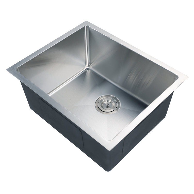 23" L X 18" W Undermount Kitchen Sink Single Bowl Drop-in Stainless Steel Sink with Basket Strainer