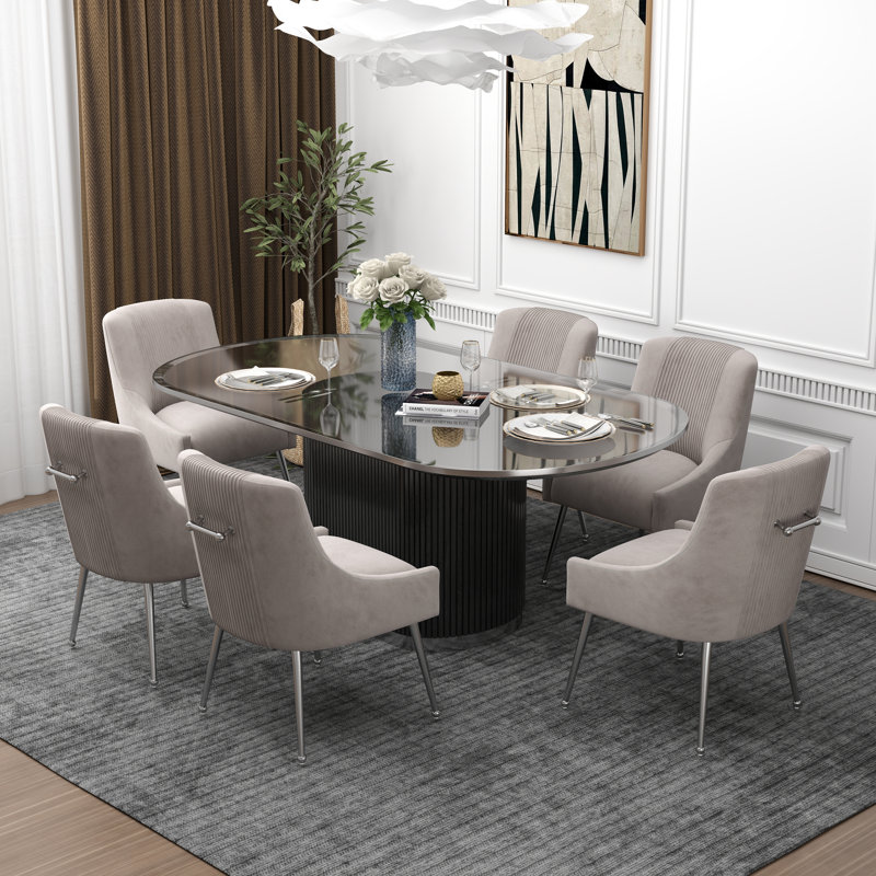 Chaise d'appoint rembourrée en velours Farr avec pieds argentés Farr, Gris