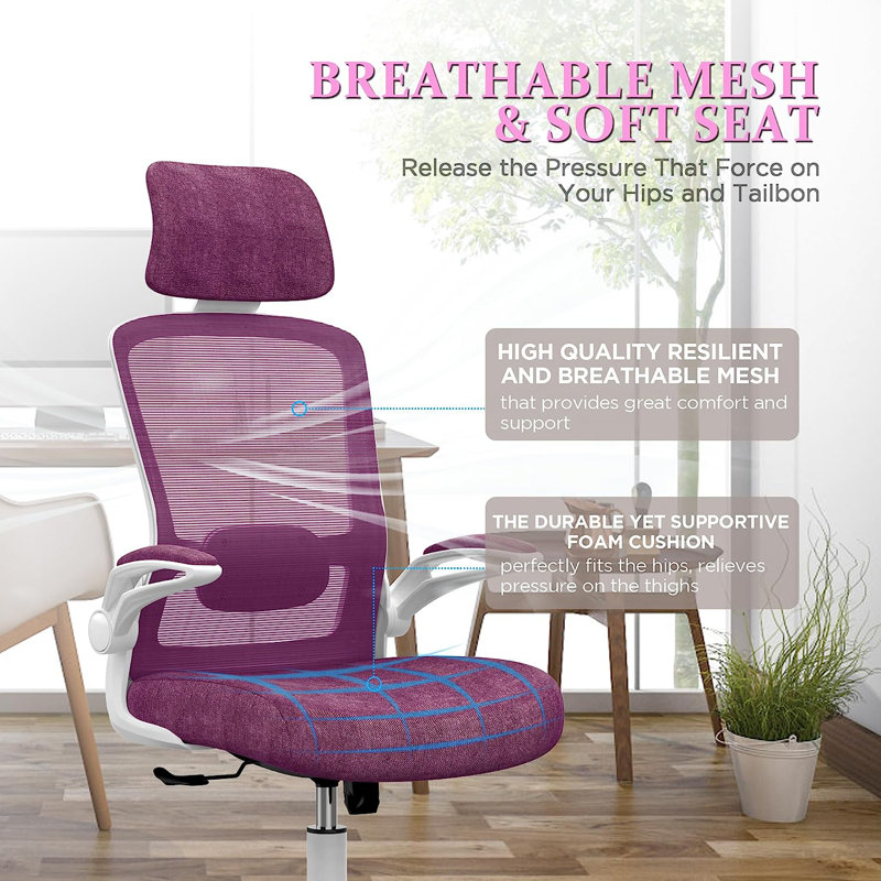 Chaise de bureau Lashey, Orchidée