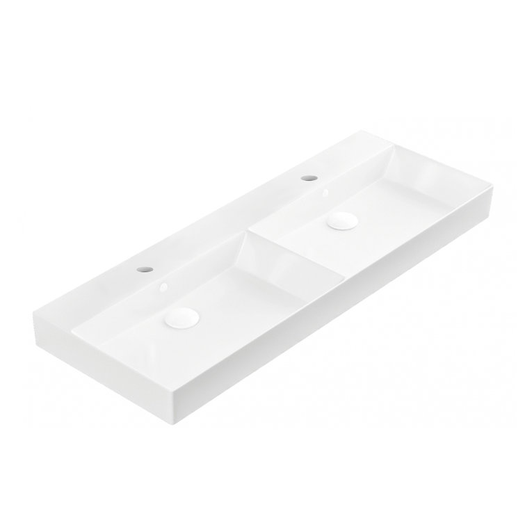 WS Bath Collections Energy 17.9'' White Ceramic Rectangular Bathroom Sink with Overflow