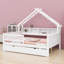 Lits plateforme en bois avec DEL, tablettes de rangement, tiroirs et garde-corps-144006997