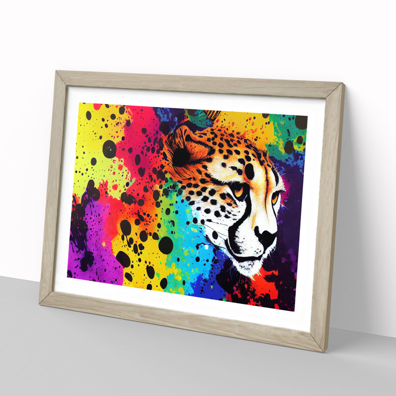 Cheetah Splash Vol.2 Abstract - Single Picture Frame Print, 25cm H x 34cm W x 2cm D, Oak