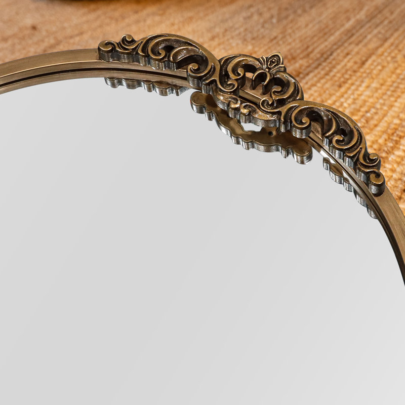 Kherington Arch Decorative Wall Mirror Vintage Mirror for Bathroom / Vanity, Antique Gold, 32" x 24"