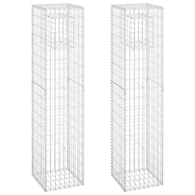 Silver Iron Basket Post, 2, 15.7" x 15.7" x 70.9"