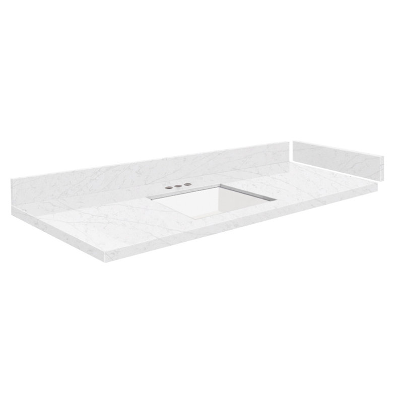 Comptoir de meuble-lavabo simple 49,25 avec 3 trous de robinet, Statuario