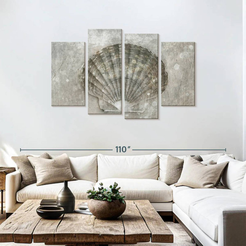 Aletra BW Scallop Seashell, 48" H x 75" W