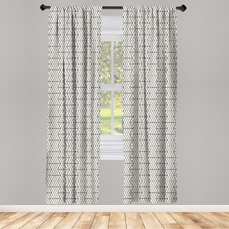 Geometric Semi-Sheer Rod Pocket Curtain Panels, 28" x 95"