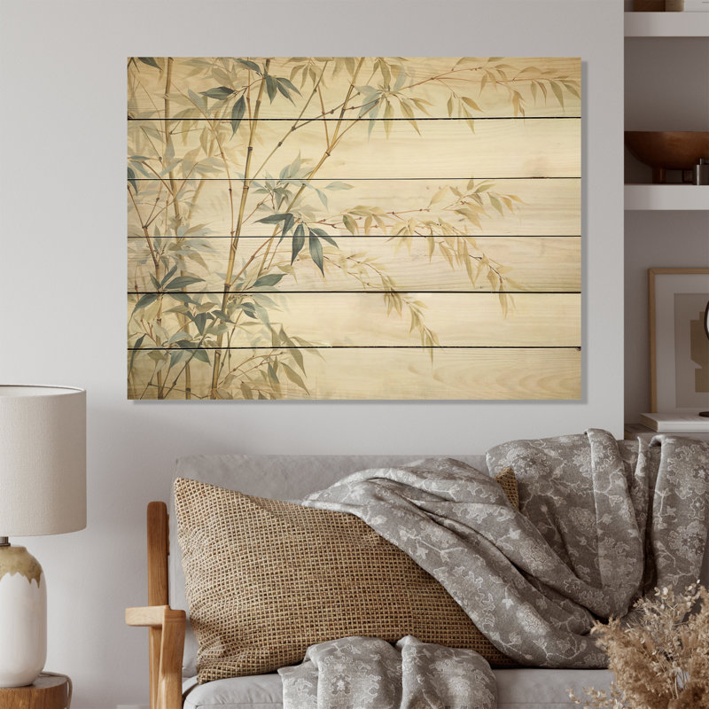 Minimalisme bambou - Art mural en bois de bambou sur bois de pin naturel, H 30 po x l 40 po
