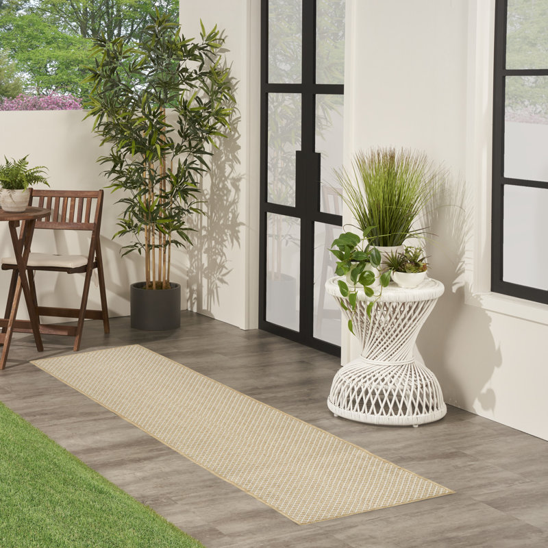 Tapis naturel moderne intérieur / extérieur Hartigan, Tapis de couloir 2 pi 2 po x 10 pi