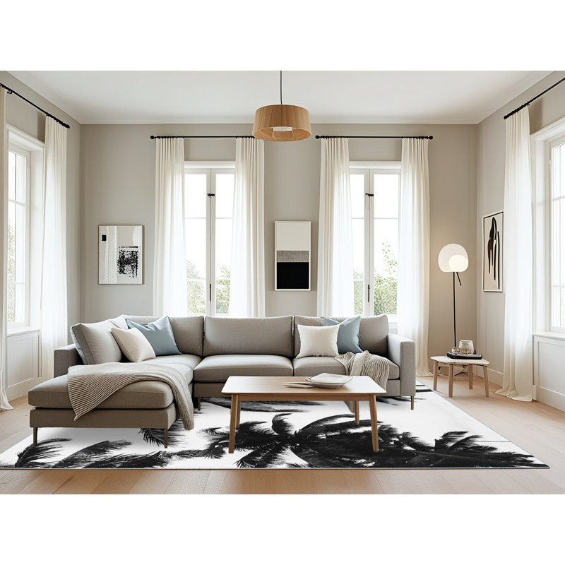 Tapis noir / blanc Aarien, Rectangle 8 pi x 12 pi