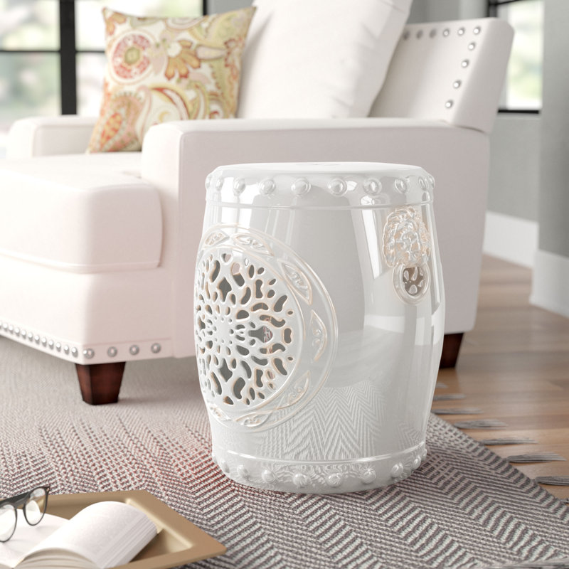Tabouret de jardin Emberlyn, Crème