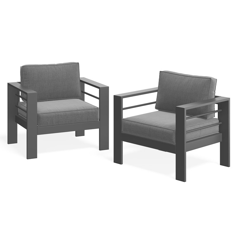 Fauteuil en métal Patio Furniture, Coussin gris / cadre gris