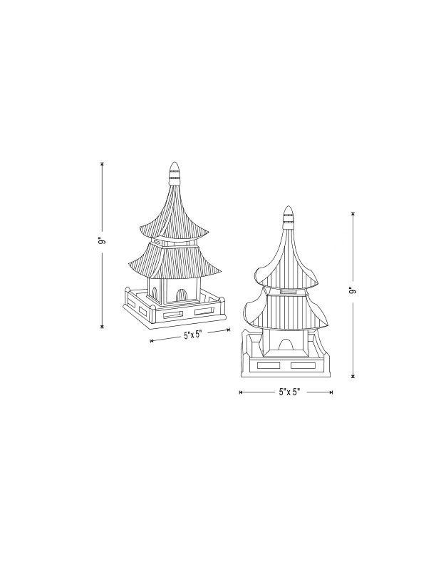 Set of 2 Green Porcelain Pagoda Decorative Objects