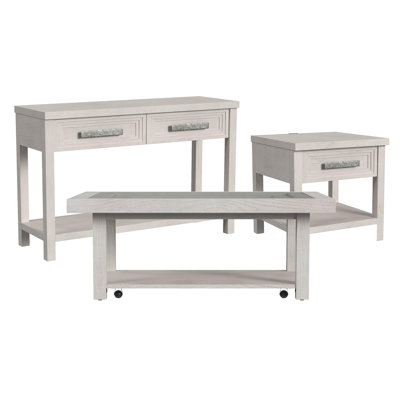 Ensemble de tables d'appoint 3 pièces Raytcho en blanc antique - table basse, table de bout et table de canapé