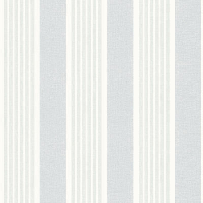 Bingley Light Blue Embellished Stripe Wallpaper
