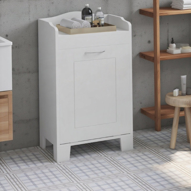 Armoire de salle de bain spacieuse avec panier coulissant et base surélevée pour un rangement et une organisation efficaces