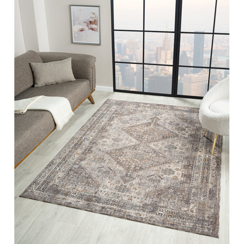 Hulsey Nomad – Faded Grey Tribal Rug with Vintage Southwestern Design, Rectangle 10' x 13'2"