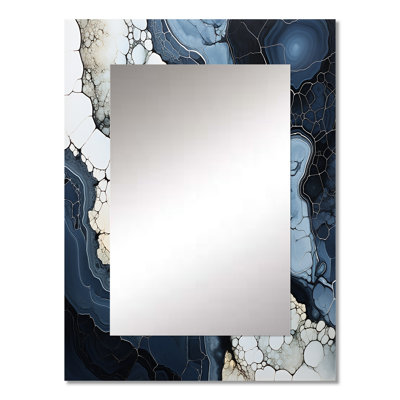 Blue Stone Geode Minimalism - Spiritual Stone Mirror, Traditional Decorative Wall Mirror, Printed Metal Art