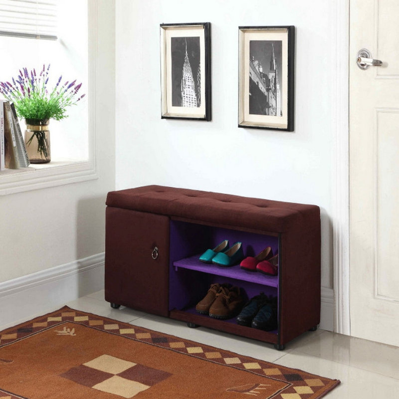Compartiment à chaussures de 18 po de hauteur en brun - Vaste espace de rangement et tablette cachée