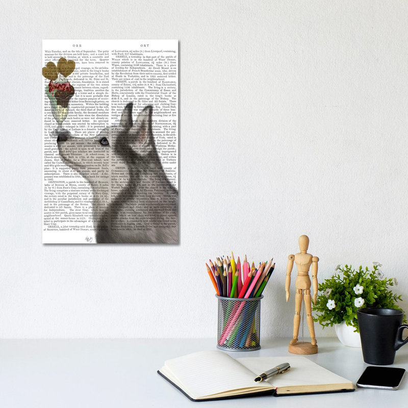 Husky Ice Cream, Print BG by Fab Funky - Wrapped Canvas Gallery-Wrapped Canvas Giclée, 20.32 cm H x 30.48 cm W