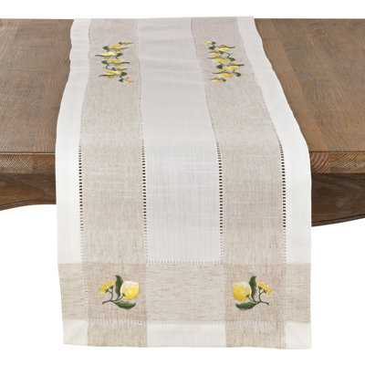 Beagley Lemon Linen Blend Hemstitched Table Runner