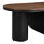 Table basse ovale industrielle luxueuse en métal noir de 122 cm (48,15 po), avec tiroir de rangement, idéale pour le salon. Montage simple et stable.