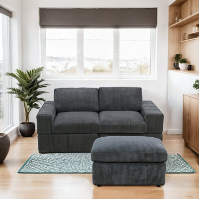 Canapé modulaire réversible en velours côtelé de 76 po de largeur et 76 pièces