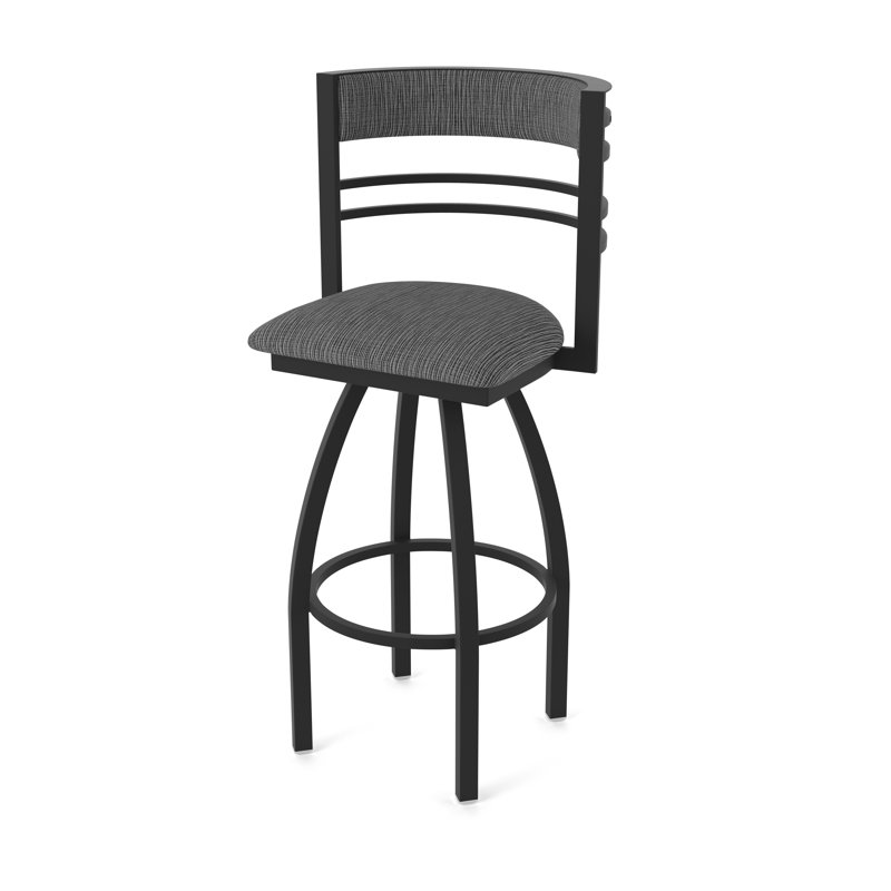 Hunter Swivel Stool, Black Wrinkle, Tabouret de bar (siège d'une hauteur de 30 po), Tissu graphique charbon
