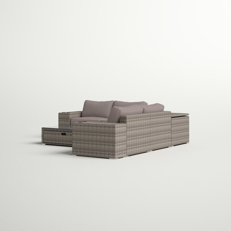 Wenlock Wicker- Fully Assembled 4 - Person Seating Group with Sunbrella Cushions, Taupe